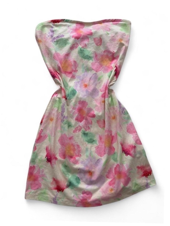 SHEIN Dresses & Skirts - Soleia Strapless Floral Pink Mini Watercolor Dress Size Medium